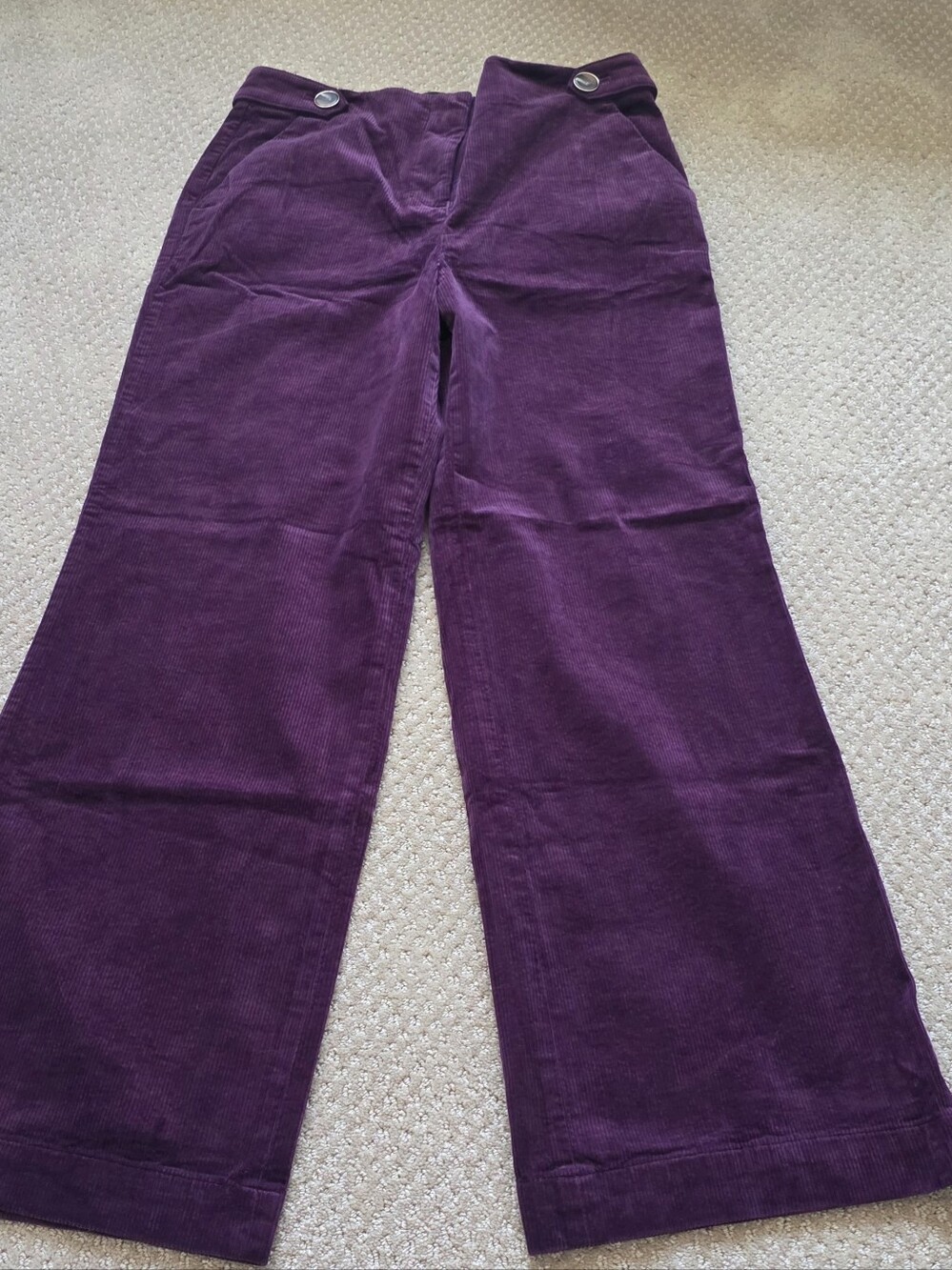 Talbots Wide-Leg Fine Corduroy Pants in Deep Plum